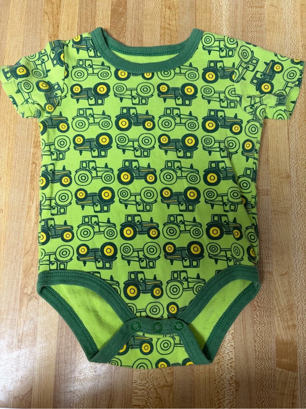 John Deere Lime & Dark Green Tractor Print Baby Bodysuit